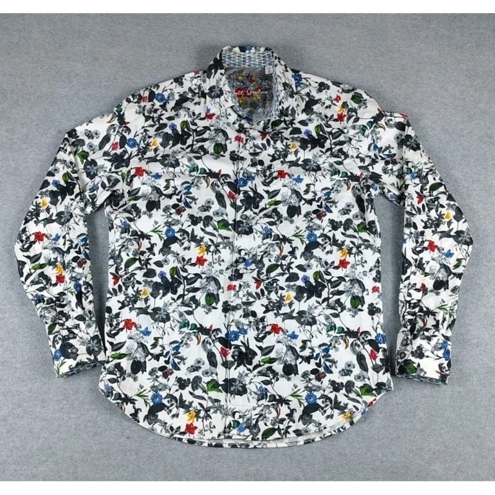 Robert Graham Marigold Floral AOP Printed Classic Fit Shirt Mens S Multicolor